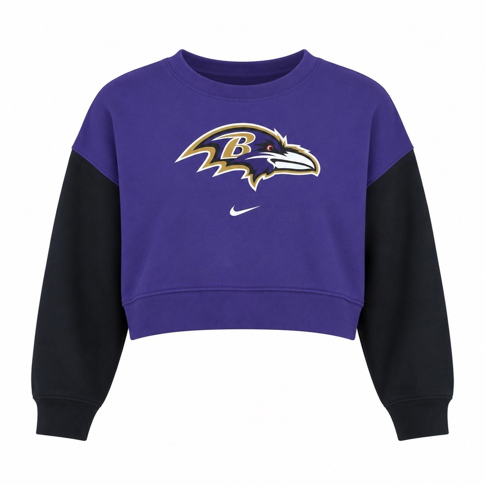 Nike Baltimore Ravens NWT Kids XL 16 Cropped Sweatshirt Purple Black NFL youth